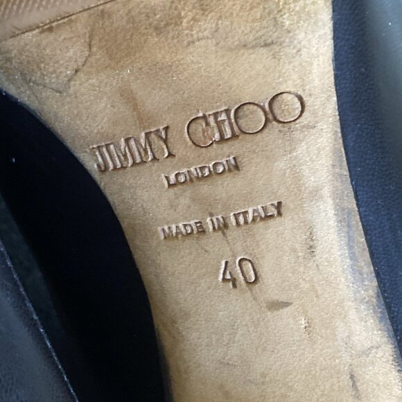Jimmy Choo Tony 85 Classic Black Leather Pointy Heels - Picture 6 of 14
